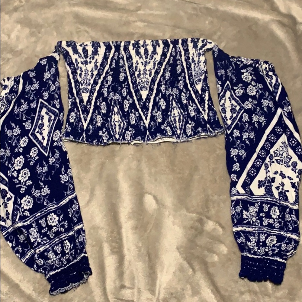 Blue and White Floral Print shirt